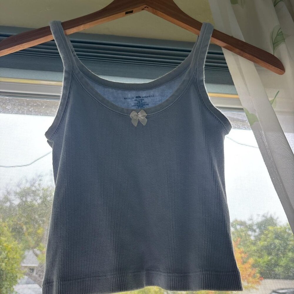 brandy melville light blue tank with white bow detail